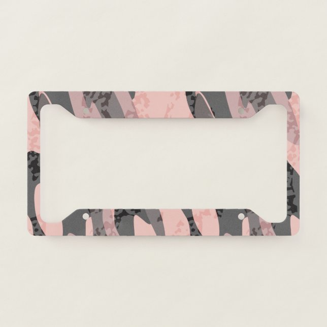 Modern Bold Pink Camouflage Pattern Large Print License Plate Frame (Front)