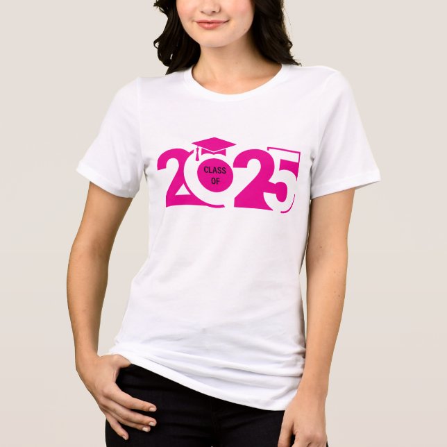 Modern Bold Pink Class of 2025 Tri-Blend Shirt (Front)