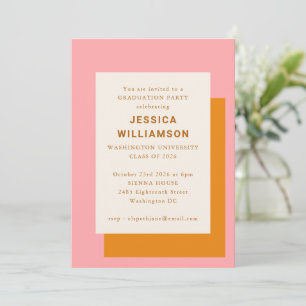 Modern Bold Pink Orange Class of Graduation Party Invitation