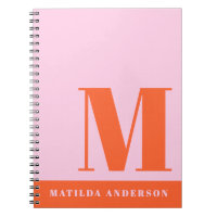 Modern bold pink orange Monogram custom