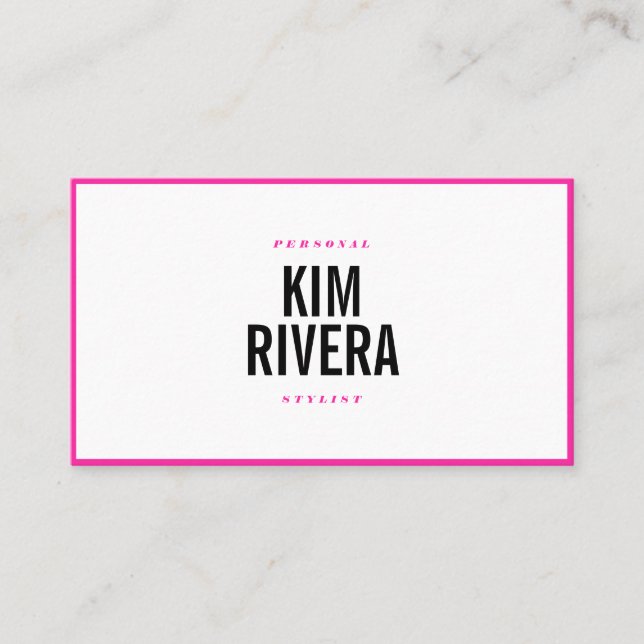 Modern bold pink personal stylist minimalist chic business card (Front)
