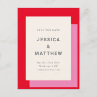 Modern Bold Pink Red Wedding Save The Date
