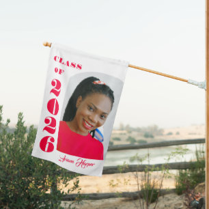 Modern Bold Pink Script Graduation House Flag