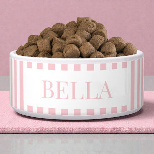 Modern Bold Pink Stripes Pattern Minimal Dog Pet Bowl