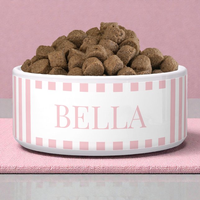 Modern Bold Pink Stripes Pattern Minimal Dog Pet Bowl (Modern Bold Pink Stripes Pattern Minimal Dog Pet Bowl)