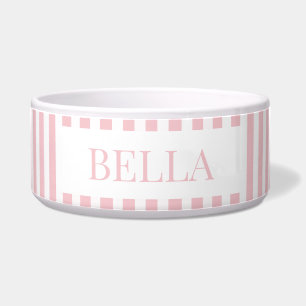 Modern Bold Pink Stripes Pattern Minimal Dog Pet Bowl