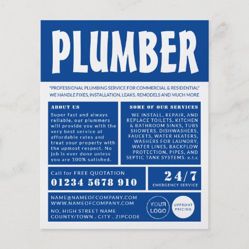 Modern Bold Plumber Plumbing Advertising Flyer