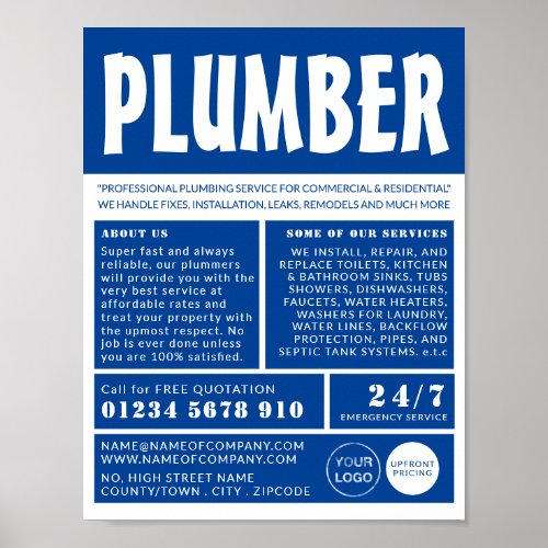 Modern Bold Plumber Plumbing Advertising Poster