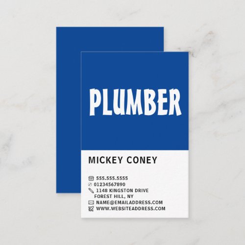 Modern Bold Plumber Plumbing Business Card