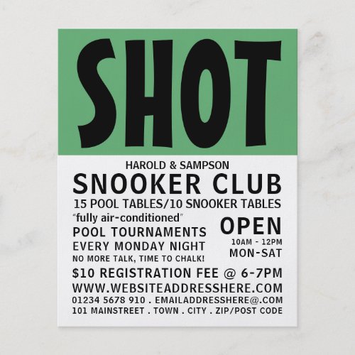 Modern Bold Pool Club Snooker Club Advertising Flyer