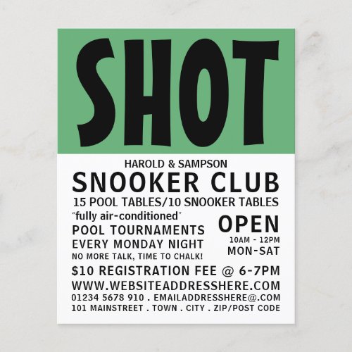 Modern Bold Pool Club Snooker Club Advertising Flyer