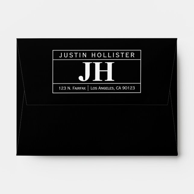 Modern Bold Professional | Black & White A6 Envelope (Back (Top Flap))