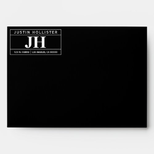 Modern Bold Professional  Black  White A7 Envelope