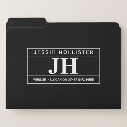 Modern Bold Professional  Black  White File Folder