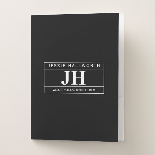 Modern Bold Professional  Black  White Pocket Folder