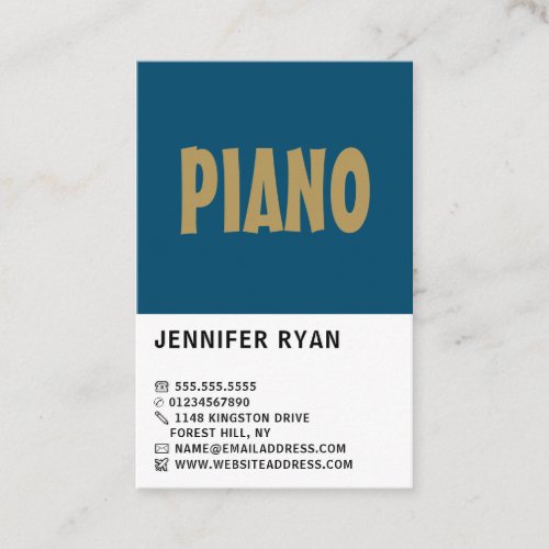 Modern Bold Professional Keyboardist Pianist Business Card