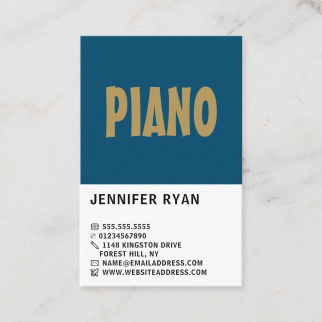 Modern Bold, Professional Keyboardist, Pianist Business Card (Front)