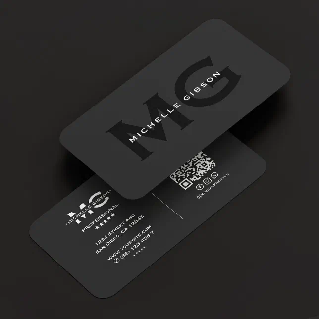 Modern Bold Professional Monogram Black Initials Business Card | Zazzle