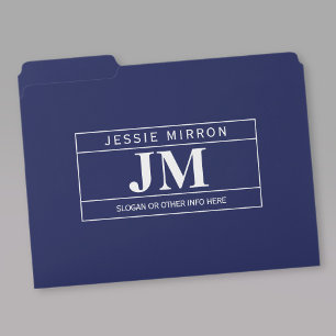 Modern Bold Professional Navy Blue & White File Folder