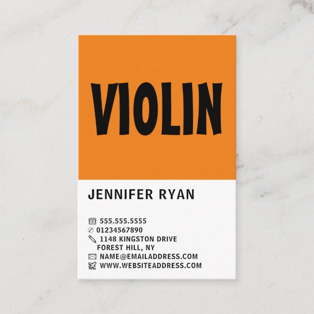 Modern Bold, Professional Violinist Business Card (Front)