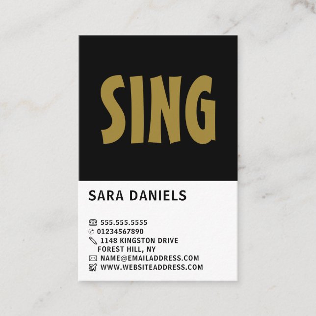 Modern Bold, Professional Vocalist Business Card (Front)