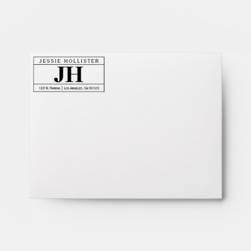 Modern Bold Professional  White  Black A2 Envelope
