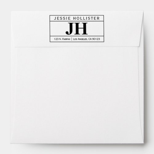 Modern Bold Professional  White  Black Square Envelope