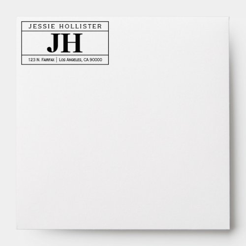 Modern Bold Professional  White  Black Square Envelope