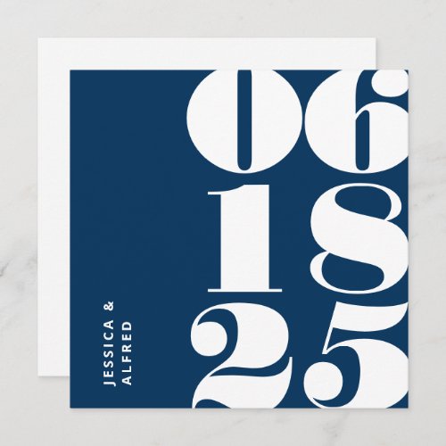 Modern Bold Prussian Blue Big Date Wedding Save The Date