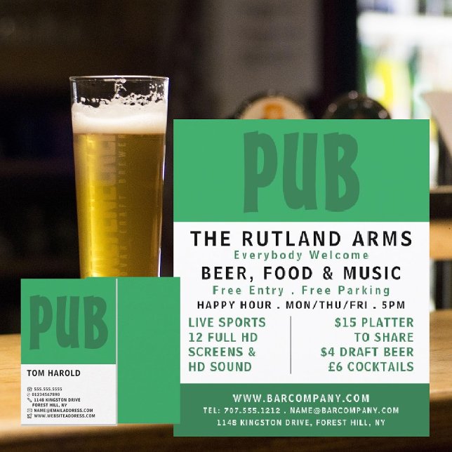 Modern Bold, Pub/Brewery Business Card (Creator Uploaded)