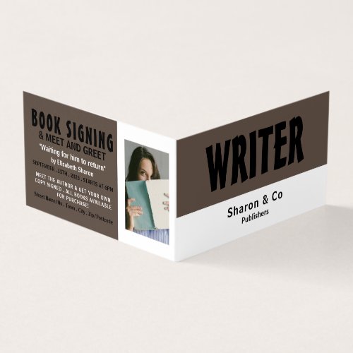 Modern Bold Publisher Writer Book Signing Business Card