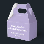 Modern Bold Purple Bat Mitzvah Custom Thank You Favor Boxes<br><div class="desc">Personalized Bold Typography Lavender Purple Modern Thank You Favor Box</div>