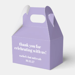 Modern Bold Purple Bat Mitzvah Custom Thank You Favor Boxes