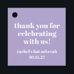 Modern Bold Purple Bat Mitzvah Custom Thank You Favor Tags<br><div class="desc">Personalized Bold Typography Lavender Purple Modern Thank You Favor Tags</div>