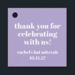 Modern Bold Purple Bat Mitzvah Custom Thank You Favor Tags<br><div class="desc">Personalized Bold Typography Lavender Purple Modern Thank You Favor Tags</div>