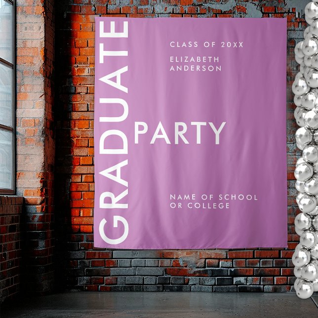 Modern Bold Purple Personalize Graduation Backdrop (Creator Uploaded)