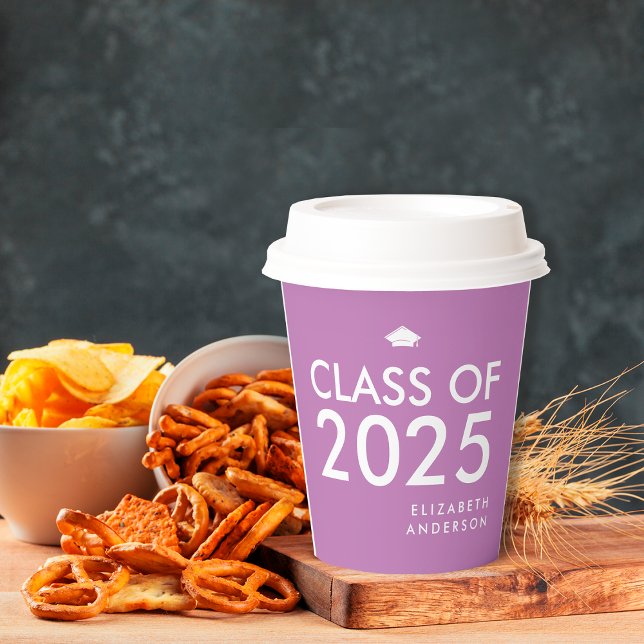 Modern Bold Purple Personalized Graduation Party Paper Cups (Creator Uploaded)