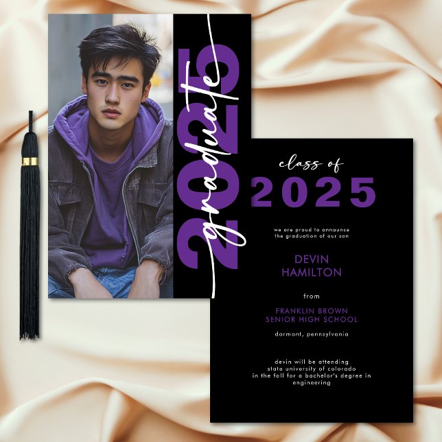 Modern Bold Purple Typography Grad Announcement (Modern Bold Purple Typography Grad Announcement)
