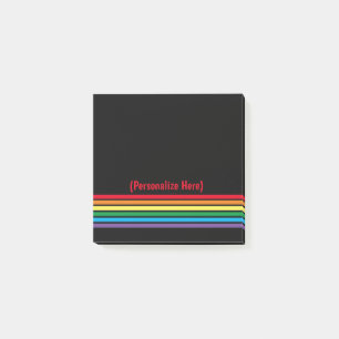 Modern Bold Rainbow on Black Background Post-it Notes