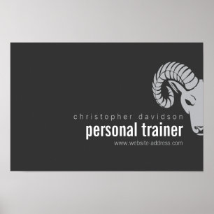 Modern Bold Rams Head Offset Logo Download Poster