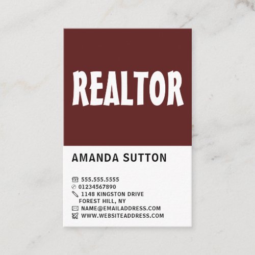 Modern Bold Realtor Estate Agent Business Card