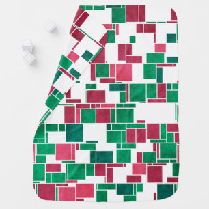 Modern Bold Red and Green Christmas Mondrian Baby Blanket