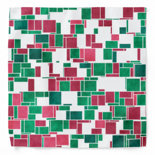 Modern Bold Red and Green Christmas Mondrian Bandana