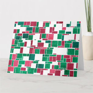 Modern Bold Red and Green Christmas Mondrian Card