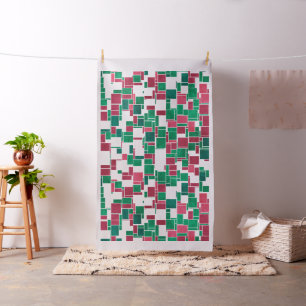 Modern Bold Red and Green Christmas Mondrian Fabric