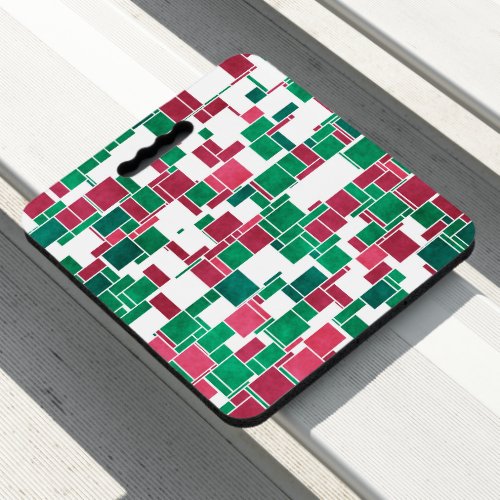 Modern Bold Red and Green Christmas Mondrian Seat Cushion