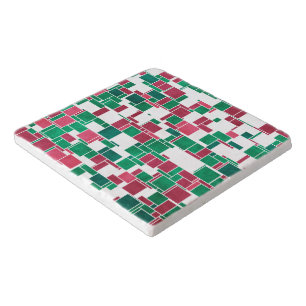 Modern Bold Red and Green Christmas Mondrian Trivet