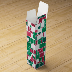 Modern Bold Red and Green Christmas Mondrian Wine Box