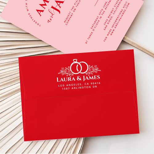 Modern bold red and pink wedding Envelope