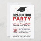 Modern Bold Red Black White Photo Graduation Party Invitation (Front)